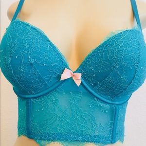 Victoria’s Secret Bustier * Teal green w/ pink bow
